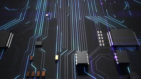 Central processor on a printed circuit board. dynamic 3d animation with the i Stock Footage 172266428