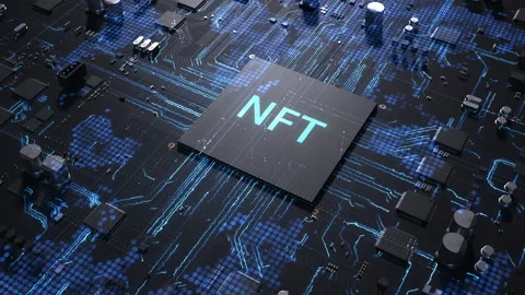 Central processor on a printed circuit board. dynamic 3d animation with nft i Video stock 172266447