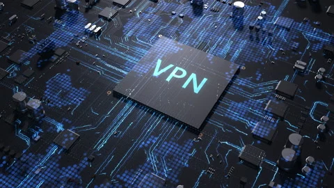 Central processor on a printed circuit board. dynamic 3d animation with vpn l Stock-Footage 172266452