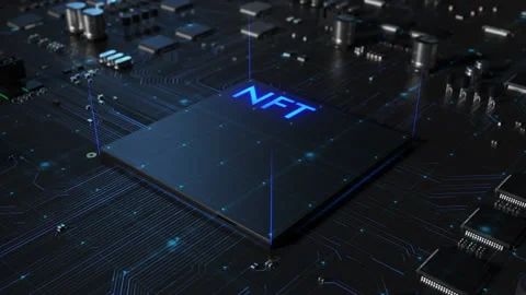 Central processor on a printed circuit board. dynamic 3d animation with nft i Stock Footage 172266461