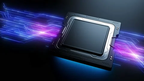 Central processor in space . animation in the concept of computer technology  스톡 동영상 223242064