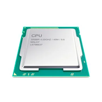 Central processor unit, CPU isolated on white. 3d illustration 스톡 일러스트