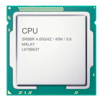Central processor unit CPU top view isolated on whitebackground. 3d illustration Illustrazione stock