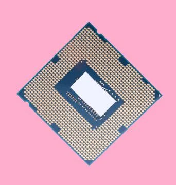 Central Processor unit isolated on pink background at dry sunny day Stock Photos