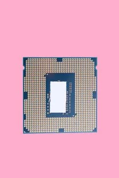 Central Processor unit isolated on pink background at dry sunny day Stock Photos