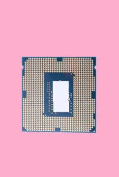 Central Processor unit isolated on pink background at dry sunny day Stock Photos