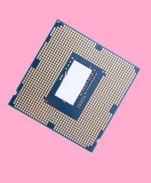 Central Processor unit isolated on pink background at dry sunny day 스톡 사진