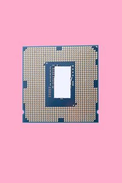 Central Processor unit isolated on pink background at dry sunny day Stock Photos