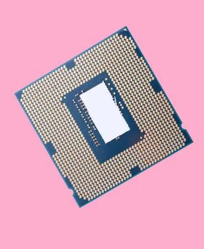 Central Processor unit isolated on pink background at dry sunny day Stock Photos