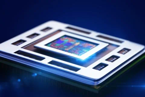 Central processor unit on mainboard イラスト素材