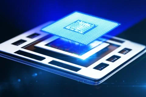 Central processor unit on mainboard 스톡 일러스트