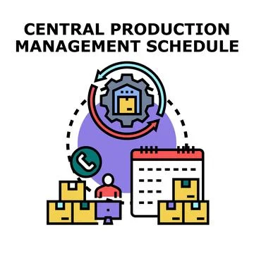 Central production management schedule concept vector Stock Illustration