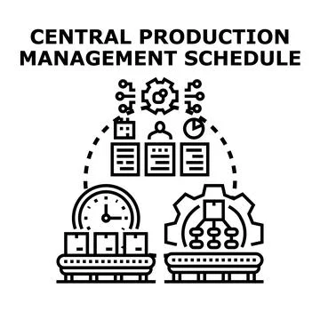 Central production management schedule planning system Illustrazione stock