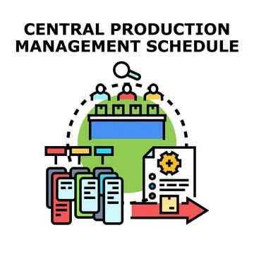 Central production management scheduling overseeing entire workflow イラスト素材