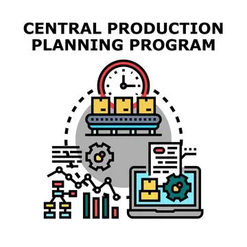Central production planning program management optimizing logistics Stock Illustration