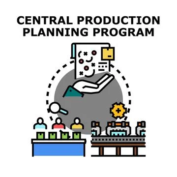 Central production planning program for manufacturing management Stock Illustration