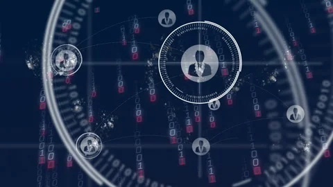 Central profile node scaling while binary streams starting HUD scan and mapping 스톡 동영상 331048429