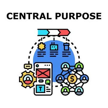 Central purpose concept identifying business goal strategy Stock Illustration