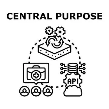 Central purpose illustrating business process and workflow 库存插图