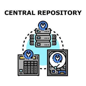 Central repository concept illustrating data storage system Stock Illustration