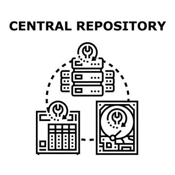 Central repository concept illustrating data storage system Stock Illustration