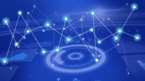 Central ring glowing, initiating node network expanding and linking, visualizing Vidéo 334703292