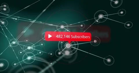 Central ring pulsing, red badge updating sub count to show growth while nodes Stock Illustration