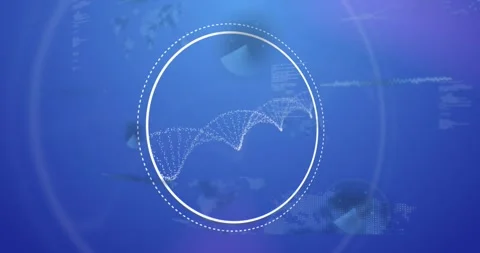 Central ring starting as curved stroke, particles flowing into wire arches Video stock 329471700