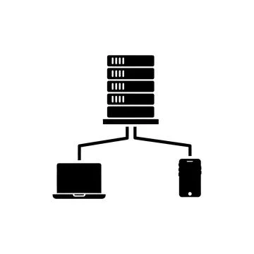 Central Server and Client Data Exchange Network Icon Stock Illustration