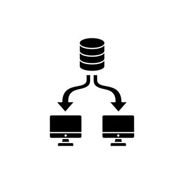 Central Server Data Distribution to Computers Icon Stock Illustration