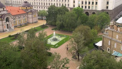 Central Sofia in Bulgaria with central mineral bath, banya bashi mosque, and Stock Footage 327631343