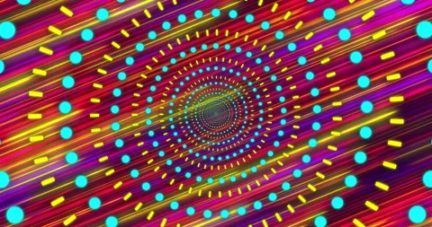 Central spiral pattern spinning inside neon diagonal streak path, showing cyan 動画素材 307463126