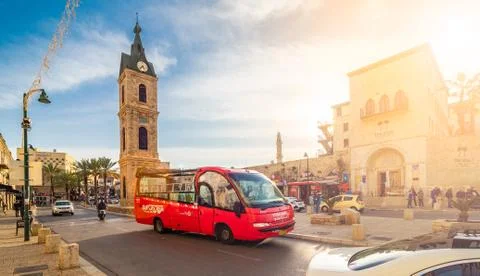 Central square with Clock Tower on Yefet s Stock Photos