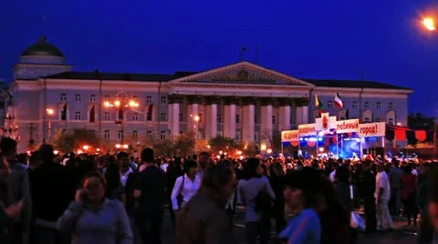 Central square during Day of City celebration Stock Footage
