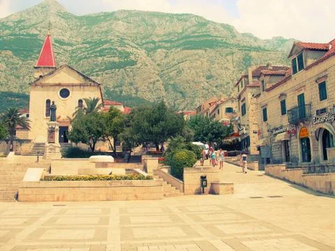 Central square, Makarska 스톡 사진
