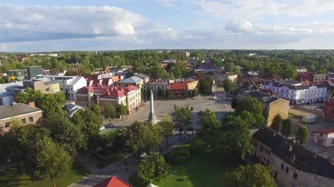 Central Square of the Medieval City of Cesis Stock Footage 263039700