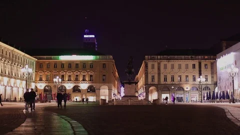 Central square at night Stock Footage 74760629