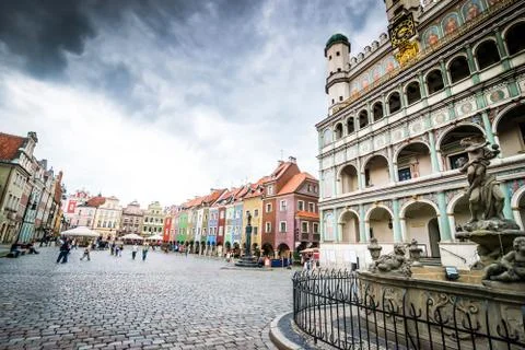 The central square of Poznan Stock Photos