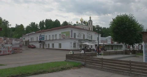 The Central square in a small town in the evening. Plyos Stock Footage 64229056