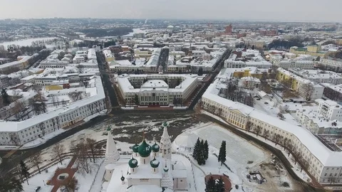 Central square of Yaroslavl in winter Stock Footage 93396828