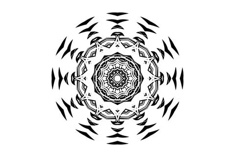 Central Star Mandala Design with Layered Circle Pattern Illustrazione stock