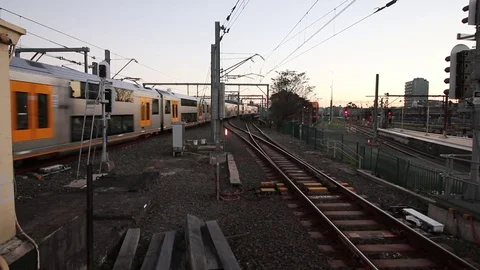 Central Station Approaching Trains Stock Footage 80500499