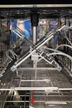 In a central sterilization department, the instruments used for an endoscopic Stock Photos