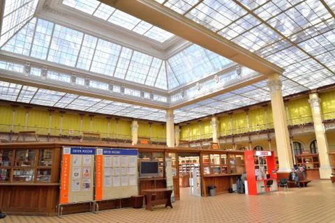 The Central strut of the interior of the post office in Petersburg on a Sunny Stock Photos