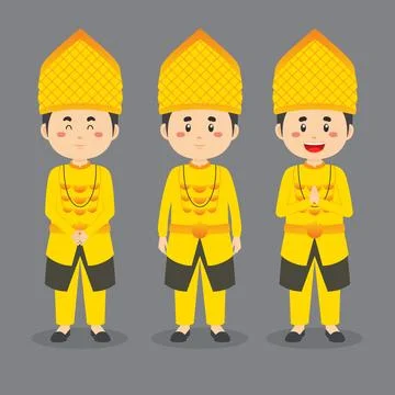 Central Sulawesi Character with Various Expression Stock Illustration