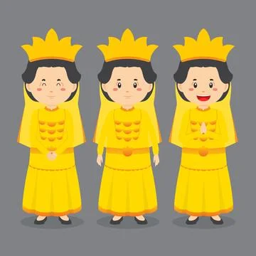 Central Sulawesi Character with Various Expression Stock Illustration