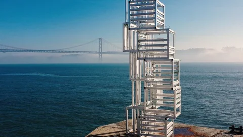 Central Tejo - Sculpture by Tejo River - Lisbon 動画素材 101348136