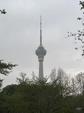 Central Television Tower Beijing spring evening before strong wind Stock Photos