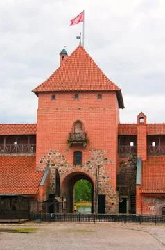 The central tower of the castle in Trakai Stock Photos