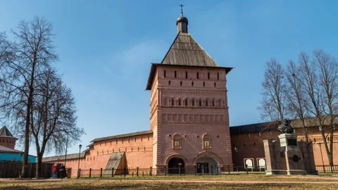 The central tower of The Spaso-Evfimievsky monastery in Suzdal, Russia Stock Footage 154307484